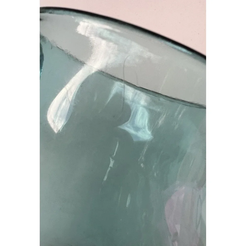 Pottery Barn Aqua Acrylic Pitcher Faux Blown Glass Beverage Jug 8